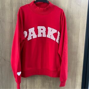 Parke Red Mock-Neck Pullover Sweatshirt with White Accent